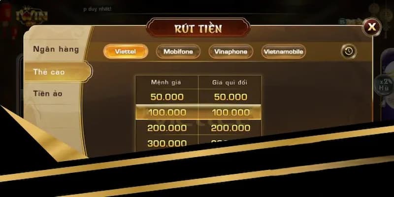 Các phương thức rút tiền tại Iwin